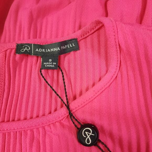 Adrianna Papell Blouse Womens Small Pink Long Sleeve Knit Trapeze Top Oversized - Picture 3 of 10
